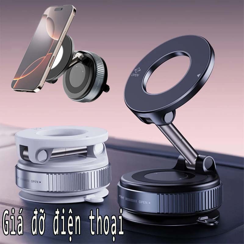 Giá đỡ điện thoại ô tô từ tính mạnh mẽ Thiết kế có thể gập lại 360° Giá đỡ chân không có