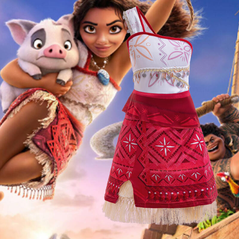Movie Moana 2 Girls Dress Halloween Party Adventure Costume Girl Princess Fancy Clothes Children Bir