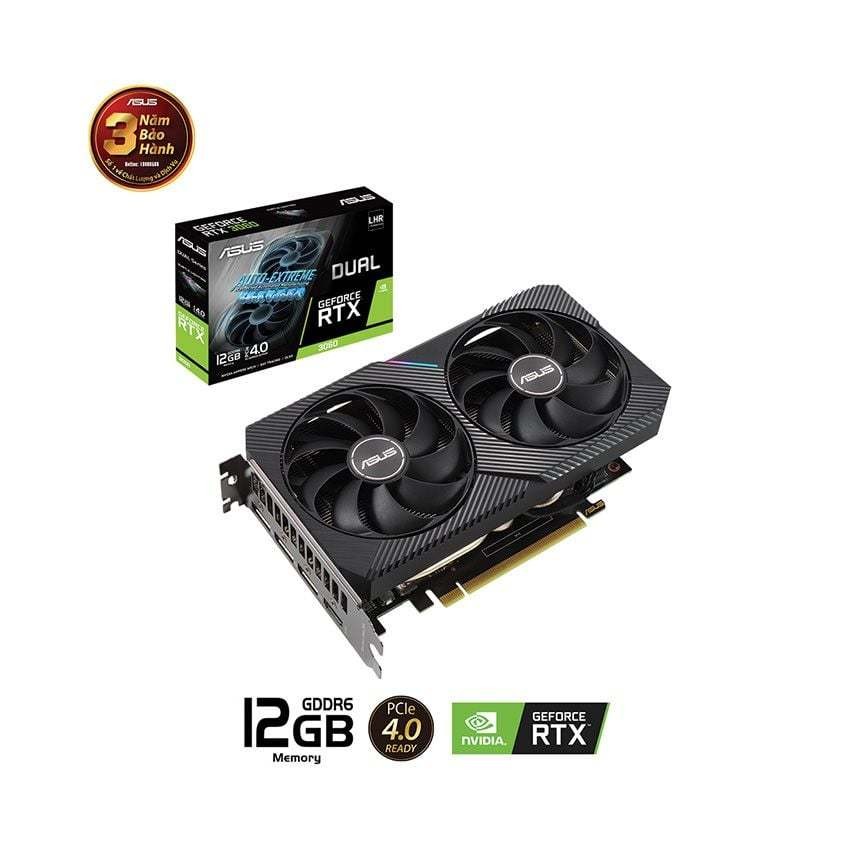 VGA - Card màn hình ASUS Dual GeForce RTX 3060 OC Edition 12GB V2 (DUAL-RTX3060-O12G-V2)