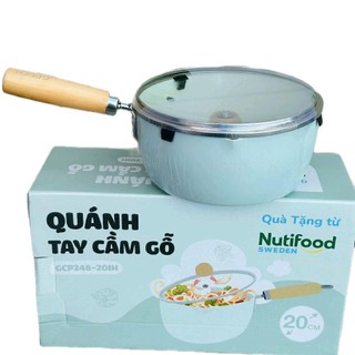 QUÁNH TAY CẦM CÁN GỔ GREEN COOK 20CM ĐÁY TỪ RẤT XỊN
