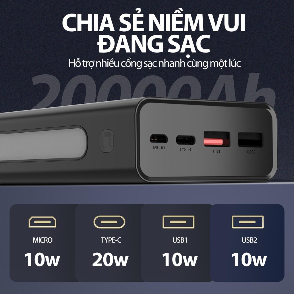 GOOJODOQ Mini Sạc dự phòng 2024 Sạc nhanh 22,5w, Màn hình hiển thị pin 20000 mah, đèn pin độ sáng cao Phụ kiện sạc pin | BigBuy360 - bigbuy360.vn