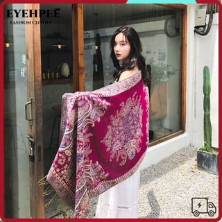 Khăn choàng Jacquard Hạt Điều, Khăn quàng cổ nữ ấm áp Bohemian, Khăn choàng dài mềm Pashmina mùa đông đi biển