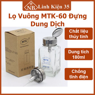 Lọ vuông MTK-60 đựng dung dịch 180ml bằng thủy tinh chống tĩnh điện