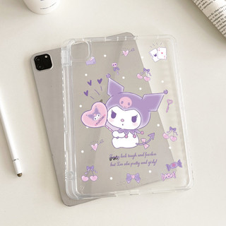 Vỏ Cứng Họa Tiết Kuromi Cho Mini 6 IPad 5 6 7 8 9 Air Air Air2 Air3 Air4 Air5 Air6 10.9 "Pro10.5 Pro11 2018 2020 2021 2022 Air 11 M2 Pro 11 M4 2024 Vỏ TPU Có Khe Cắm Bút Chì