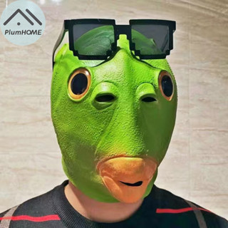  Plumhome Halloween Đầu Cá Xanh Quái Vật Mặt nạ Đồ Chơi Điêu Khắc Cát Chơi Lạ Xanh Đầu Cá Bao VN 