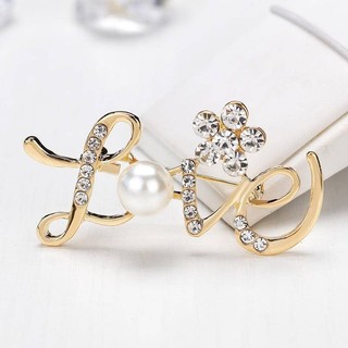 Trâm cài chữ tình yêu hoa đính kim cương và ngọc trai