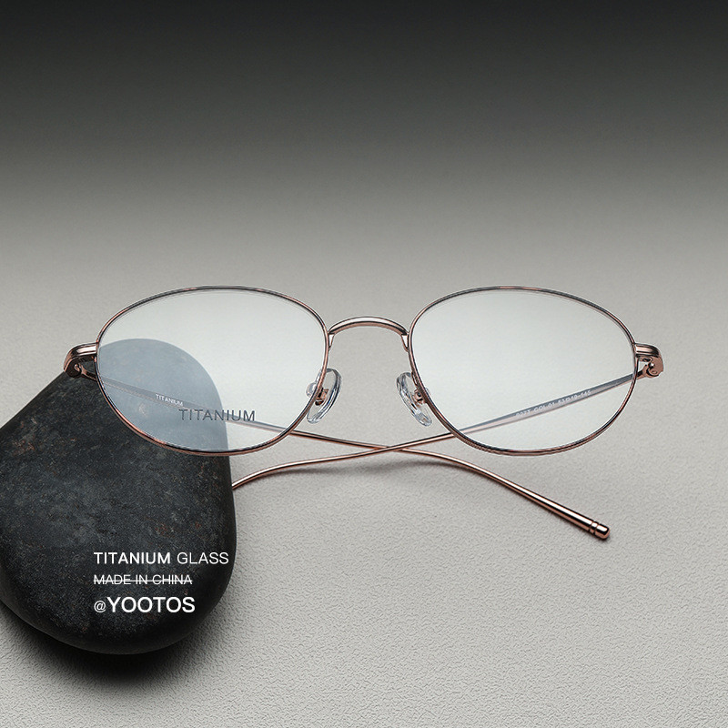 Retro Không Đều Hình Bầu Dục Kalin Hàn Quốc Rùa Siêu Nhẹ Titan Nguyên Chất Cận Thị Kính Trang Điểm T