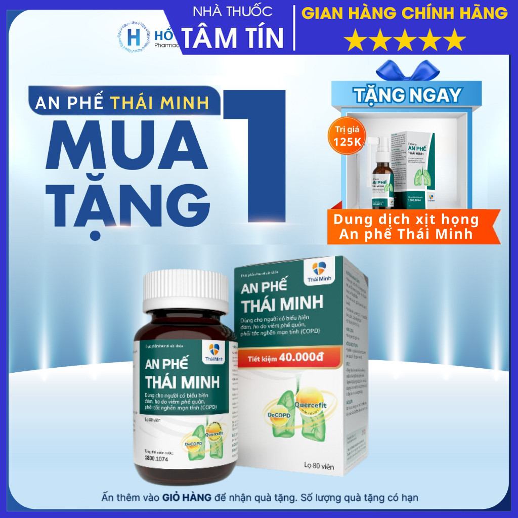 An phế Thái Minh lọ 80 viên, hộp 20 viên hỗ trợ giảm đờm, giảm ho, hỗ trợ phổi tắc nghẽn mãn tính chính hãng