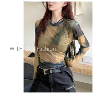 Áo Thun Tay Dài Chống Nắng Vải Lụa Mát Mỏng In Họa Tiết Màu Nhuộm Thời Trang Mùa Hè Dễ Phối Đồ
