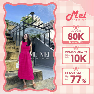 Váy nữ, đầm nữ maxi sát nách màu hồng khoét eo tôn dáng tôn da phong cách thời trang sang chảnh Mei Fashion V14409