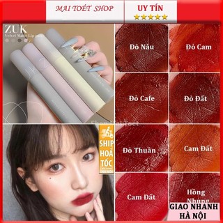  Son kem lì ZUK tone màu đỏ nâu đất,đỏ cam đất lên màu môi rất xinh,mịn môi và lâu trôi,son nội địa trung chính hãng 