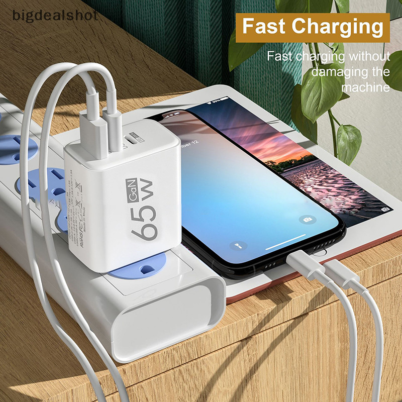 Bigdealshot 65W USB Type-C PD Sạc Điện Thoại Dành Cho Huawei Đa Năng Máy Tính Bảng Pad Du Lịch Điện Sạc Đa Cổng