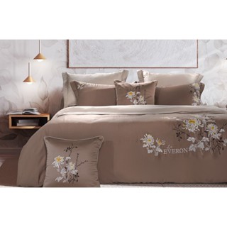 (180*200) Ga chun trần + 2 vỏ gối Everon màu nâu vải Tencel cao cấp Hoa Cúc Rực Rỡ - EST 24034