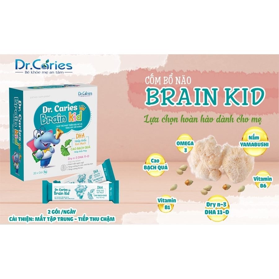 Cốm Bổ Não Cho Trẻ Chậm Nói, Tự Kỷ, Rối Loạn Tăng Động Giảm Chú Ý Dr. Caries Fito Junior, 20 Gói