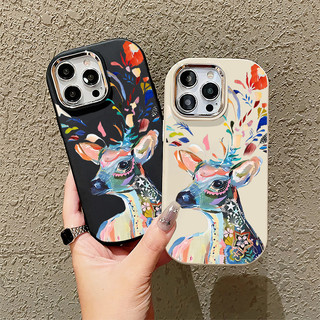 Ốp Điện Thoại Họa Tiết Cá Tính Hươu Nhiều Màu Sắc Tương Thích Cho IPhone 15 14 13 12 11Pro Max XS X XR 7 / 8 Plus Vỏ Mềm Silicon TPU Chống Sốc Ốp Lưng Mờ