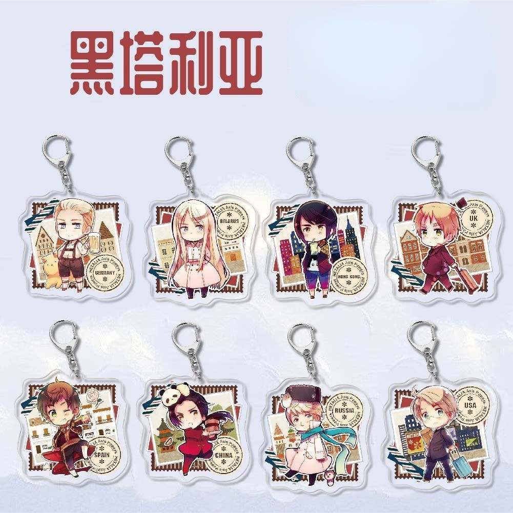 Anime hetalia: axis powers cosplay acrylic keychain toy aph hetalia figures keyring double-sided key