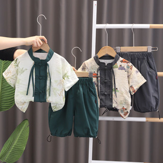 Bé Trai Hanfu Bộ Mùa Hè Mới Trẻ Em Phiên Bản Hàn Quốc Bộ Hai Mảnh Cho Bé Retro Phong Cách Trung Hoa Bộ Đồ Thể Thao Trẻ Em Trang Phục Thường Ngày