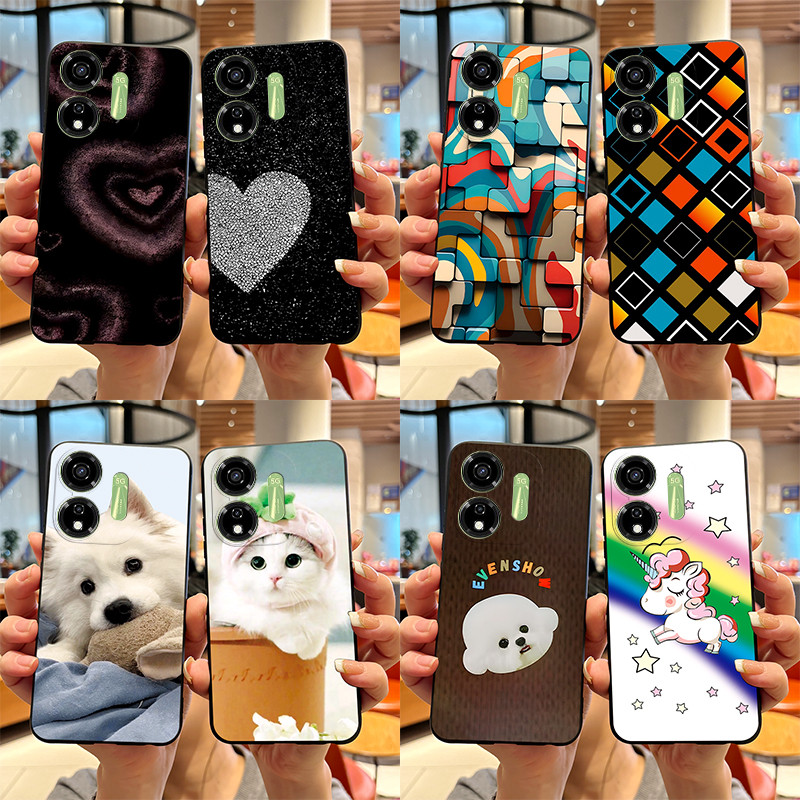 Dành Cho Itel P55 5G 2023 P661N Ốp Lưng Silicon Mềm Mờ Đen Thiết Kế Mới Họa Tiết Trái Tim Cho Itel P