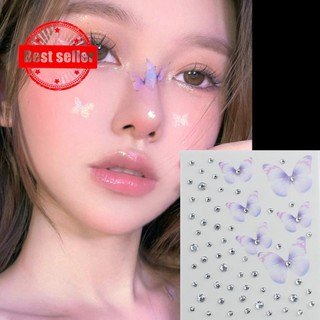 Bướm Xé Kim Cương Mặt Miếng Dán Flash Mắt Kim Cương Không Keo Thả Ngọc Trai Nước Mặt L2m7