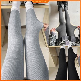  Quần Legging Xám Đen Cho Nữ Sọc Dọc Quần Legging Sang Trọng Dày Len Và Cotton Quần Legging Mùa Đông Xuân Thu 