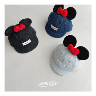  Trẻ Em Mới Ngắn Vành Mũ Bóng Chày Hoạt Hình Dễ Thương Nơ Cá Tính Tai Retro Denim Cho Bé Mũ Chống Nắng 