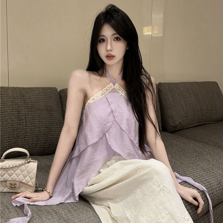 Thời Trang Pháp Mới Áo Ngắn Tay Màu Tím Cổ Thiết Kế Xếp Nếp Cho Nữ Mùa Hè Siêu Xinh Đẹp | BigBuy360 - bigbuy360.vn
