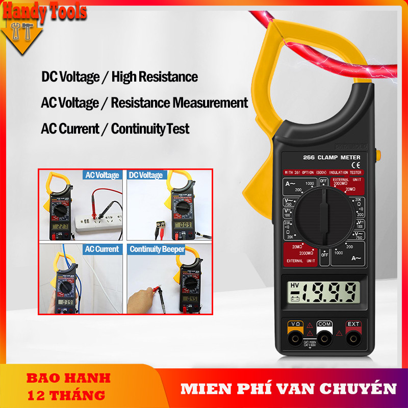 Ampe Kìm DT266 Đo Dòng AC/DC, Tần Số, Nhiệt Độ, Điện Áp, Điện Trở