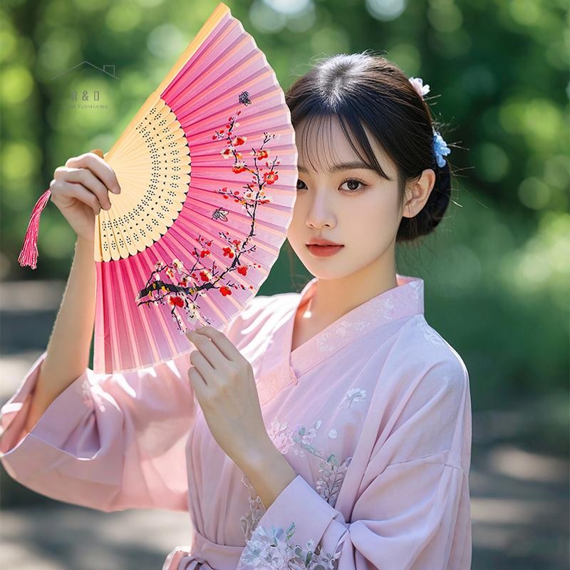 RO > Quạt Gấp Cổ Trung Quốc Vintage In Tinh Tế Tre Gấp Quạt Có sel Cổ Điển Vũ Quạt Trang Trí Nhà Thủ