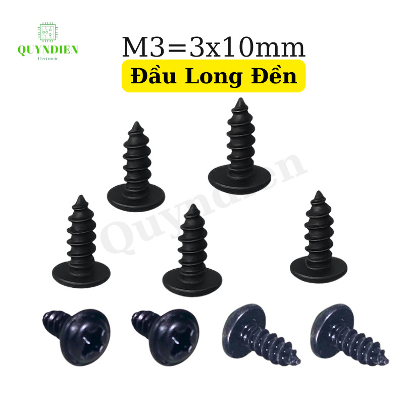 Ốc vít nhọn M3x10mm đầu long đền dài 10mm túi 100con≈59g - linh kiện điện tử QUỲNH DIỄN