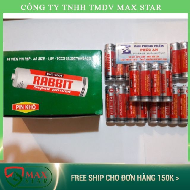 Combo 2 vỉ Pin tiểu 2A - Pin đũa 3A Con thỏ (4 viên/vỉ)