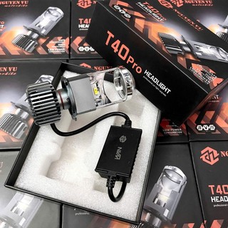Pha LED bi cầu mini T40 Pro_Đèn pha T40 Pro siêu sáng, chân H4_Siêu sáng 55W Có quạt tản nhiệt_ TBT1