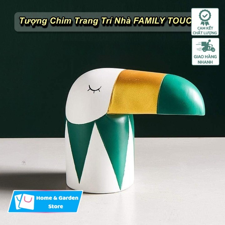 [HCM] - Tượng Chim Trang Trí Nhà FAMILY TOUCAN Cao Cấp - Home & Garden Store