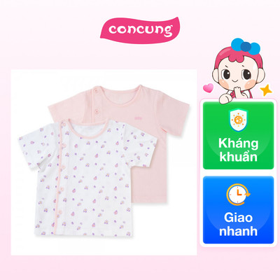 Cặp áo ss cài chéo tay ngắn Animo NB422051 (6-9M,hồng-trắng) ( Giao màu ngẫu nhiên)