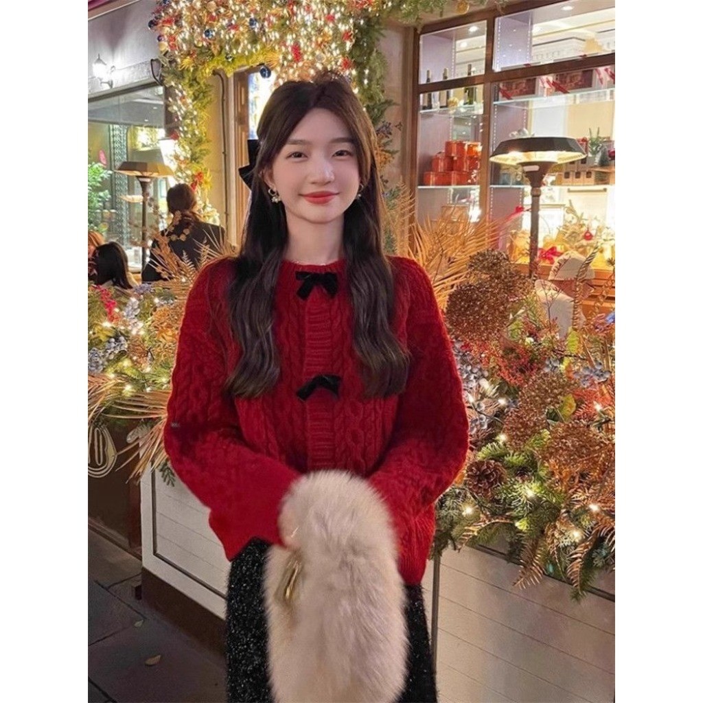 Meet-Adm Áo Len Dệt Kim Dày Dặn Dành Cho Nữ Áo Cardigan Dệt Kim Nơ Thời Trang Thu Đông Mới | BigBuy360 - bigbuy360.vn