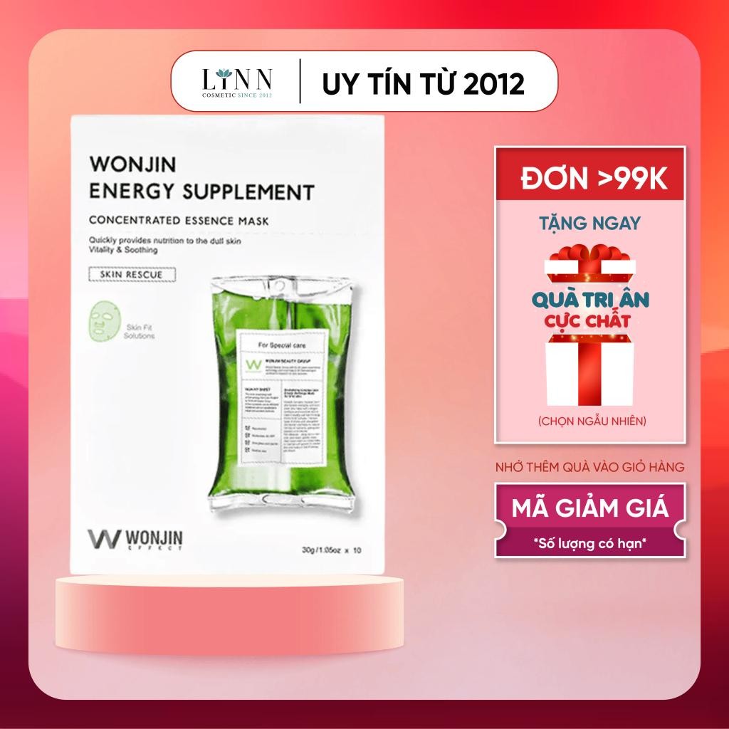 Mặt nạ Wonjin Medi Energy Infusion Mask phục hồi da truyền năng lượng - Wonjin Mask Xanh lá Mẫu Mới