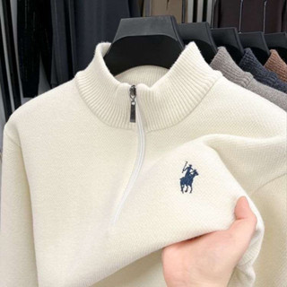  Ferret Lông Cừu Mùa Đông Một Mảnh Lông Cừu Nam Lót Lông Cừu Dày Dây Kéo Cổ Rùa Áo Len Nam 