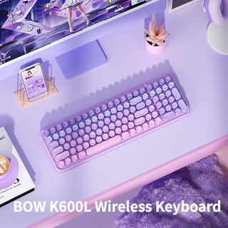Bộ bàn phím và chuột không dây BOW 2.4g, sạc đặc biệt cho văn phòng bé gái, ghi chú máy tính, gõ tiện dụng, cảm giác tốt và K600L nhẹ
