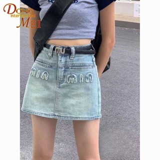 Thiết Kế Cảm Giác Chữ Thêu Váy Denim Nữ Mùa Hè Phong Cách Mới Cô Gái Ôm Hơn Nhìn Váy Ngắn Váy Váy Váy Váy Váy Váy Váy