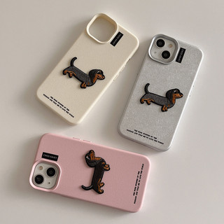 Ốp lưng họa tiết da chó xúc xích thêu cho iPhone 12 13 14 15 Pro Max cho iPhone15Promax ốp lưng