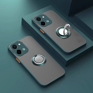 Vivo Y28 4G V2352 Vỏ thời trang mờ trong suốt Vỏ kim loại Giá đỡ nhẫn đeo tay TPU Silicone Vỏ bảo vệ chống sốc