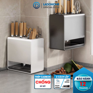 Kệ để dao muỗng đũa treo tường, để bàn LADOHOME LH-6545 chất liệu thép carbon chống gỉ, siêu bền đẹp