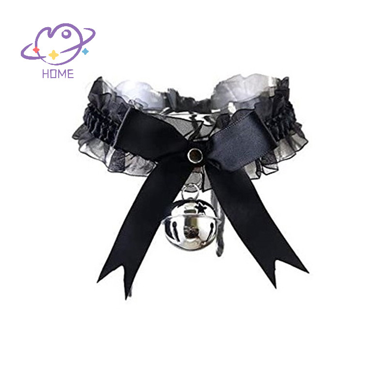 [mayhome] Gothic Nữ Gợi Cảm Thắt Nơ Cổ Ren Mặt Vòng cổ Chuông Nhỏ Choker {TH}