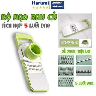 Nạo Rau Củ, Bộ Nạo Rau Củ Quả Đa Năng Tích Hợp 5 Lưỡi Nạo Kèm Bảo Vệ Tay Cầm, Nạo Củ Quả, Dụng Cụ Gọt Hoa Quả