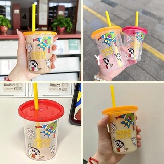 Sáng Tạo Crayon Shin Chan Rơm Cốc Hoạt Hình Cốc Nước Dễ Thương Cà Phê Học Sinh Cốc Sữa