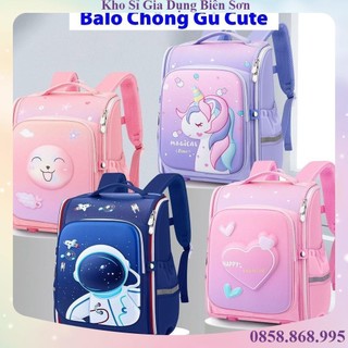 Balo chống gù, balo tiểu học chống gù 3d nổi chất liệu chống thấm nước cho bé lớp 1-3 có đai phản quang