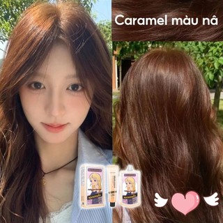 Thuốc nhuộm tóc màu đỏ caramel💛thuốc nhuộm tóc nhật bản,nhuộm tóc tại nhà—Không cần phải tẩy trắng và phai Công cụ nhuộm