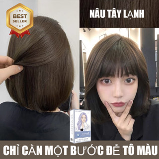 Thuốc nhuộm tóc màu NÂU TÂY LẠNH, thuốc nhuộm tóc không cần tẩy, kem nhuộm tóc tại nhàSTYLE FIT tặng kèm dụng cụ