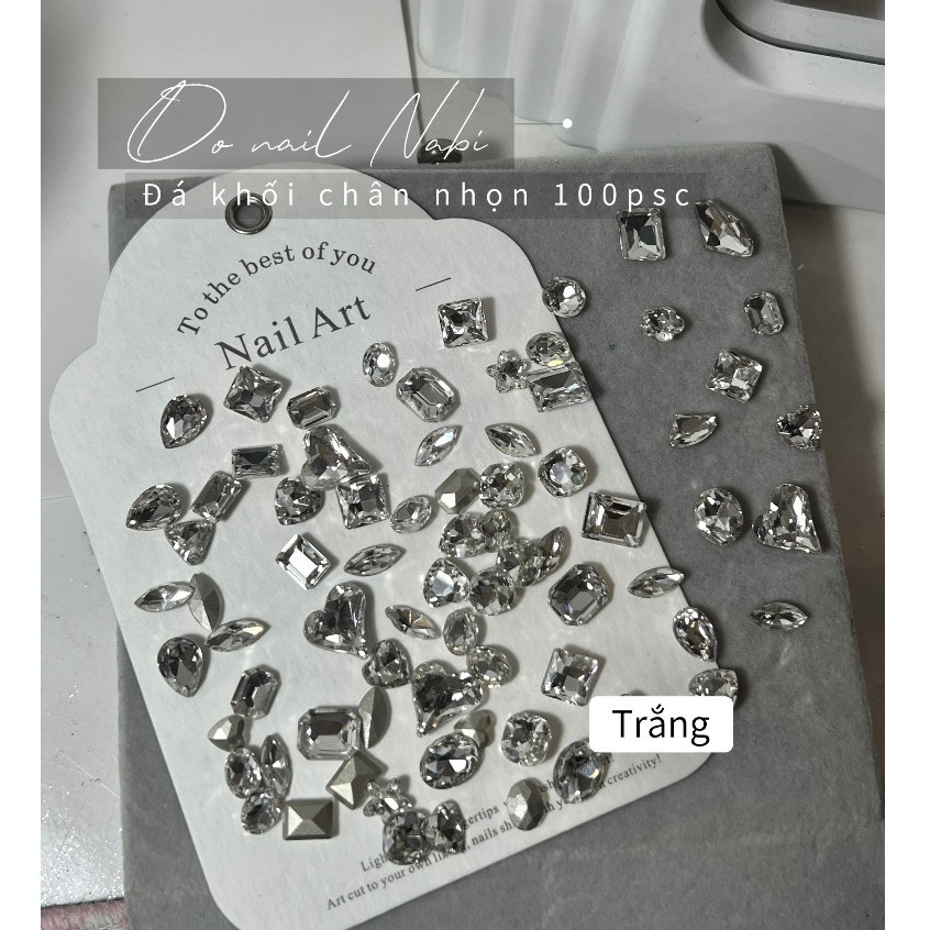 Set đá khối loại 1 siêu sáng chân nhọn 100 viên đính móng Naomi Nail