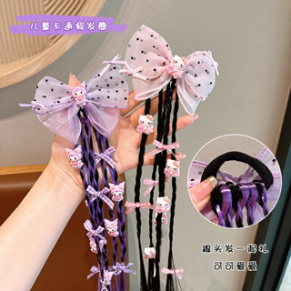  Dây Buộc Tóc Bện Tóc Giả Kuromi Nơ Tạo Kiểu Đuôi Ngựa Xinh Xắn Phong Cách Hàn Quốc Phụ Kiện Tóc Nữ 