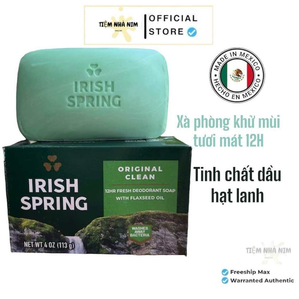 BÁNH XÀ PHÒNG, XÀ BÔNG CỤC IRISH SPRING MỸ 113g